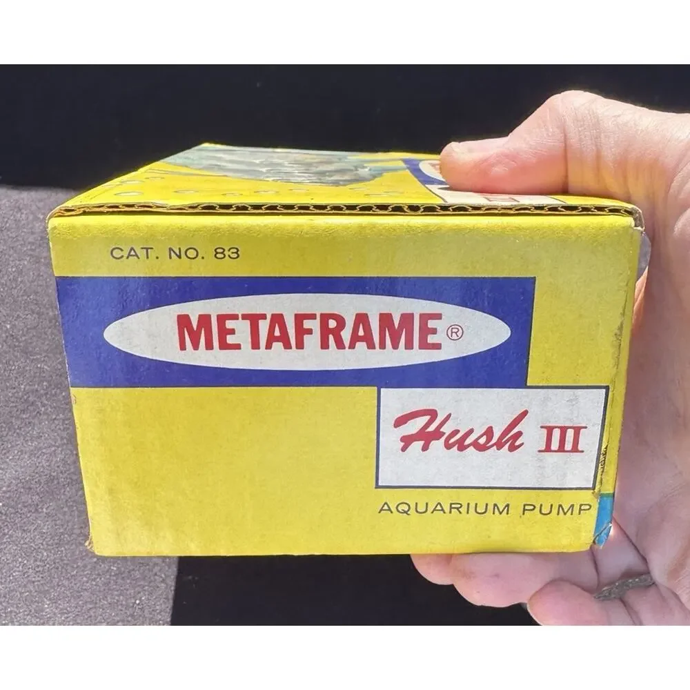 New Vintage Metaframe Hush III Aquarium Air Pump Original Box & Manual Works To9
